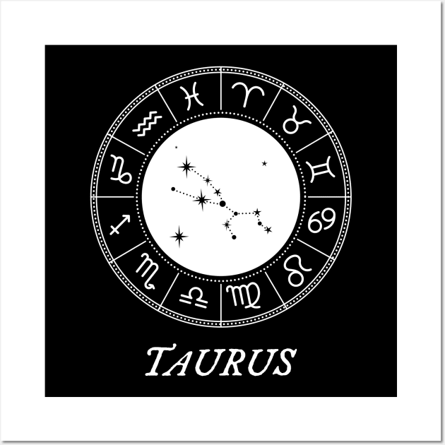 Taurus Zodiac Sign Design With Constellation Wall Art by My Zodiac Apparel